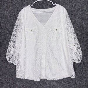 Siren Lily Women Shirt Womens size 2X White Lace overlay Artsy fairy Boho